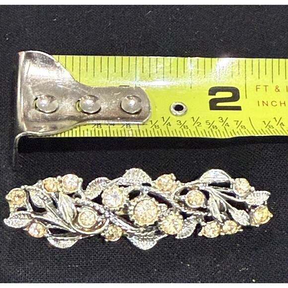 Lot of 3 Vintage Art Deco Style Brooches: MOP, Black Bar, Champagne Rhinestone - Picture 13 of 16